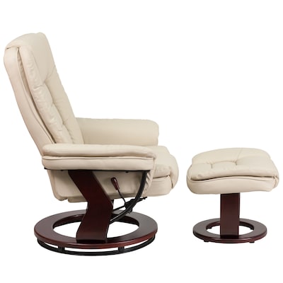 Flash Furniture LeatherSoft Recliner and Ottoman Set Beige (BT7818BGE)