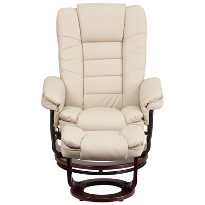 Flash Furniture LeatherSoft Recliner and Ottoman Set Beige (BT7818BGE)