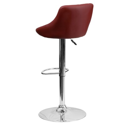 Flash Furniture Contemporary Vinyl Adjustable Height Barstool with Back, Burgundy (CH82028ABURG)