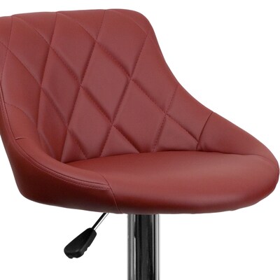Flash Furniture Contemporary Vinyl Adjustable Height Barstool with Back, Burgundy (CH82028ABURG)