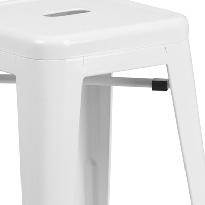 Flash Furniture Kai Industrial Metal Counter Stool without Back, White (CH3132024WH)