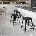 Flash Furniture Kai Industrial Metal Counter Stool without Back, Black (CH3132024BK)