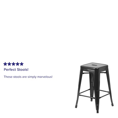 Flash Furniture Kai Industrial Metal Counter Stool without Back, Black (CH3132024BK)