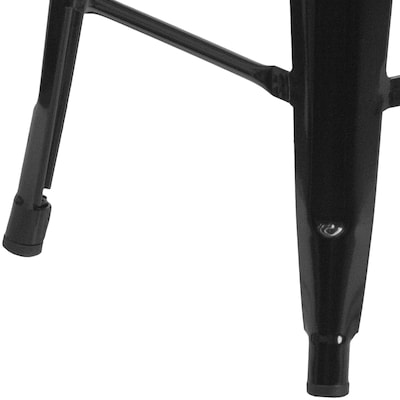 Flash Furniture Kai Industrial Metal Counter Stool without Back, Black (CH3132024BK)