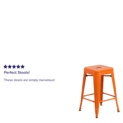 Flash Furniture Kai Industrial Metal Counter Stool without Back, Orange (CH3132024OR)