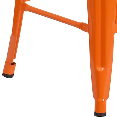 Flash Furniture Kai Industrial Metal Counter Stool without Back, Orange (CH3132024OR)