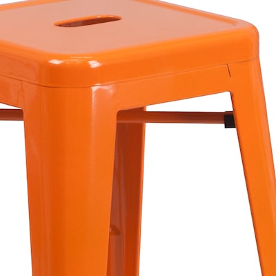 Flash Furniture Kai Industrial Metal Counter Stool without Back, Orange (CH3132024OR)