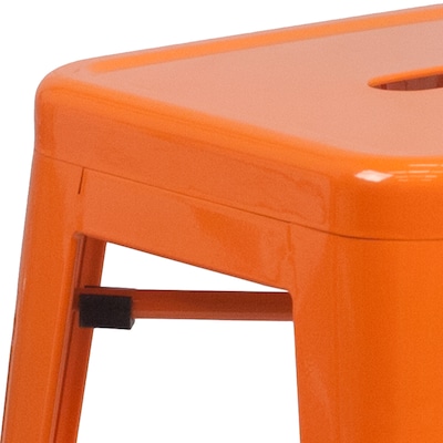 Flash Furniture Kai Industrial Metal Counter Stool without Back, Orange (CH3132024OR)