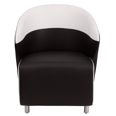 Flash Furniture Leather Reception Chair, Black with White Detailing (ZB7BKWH)