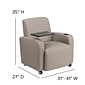 Flash Furniture Leather Guest Chair; Gray w/Tablet Arm, Front Wheel Casters and Cup Holder