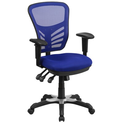 Flash Furniture Nicholas Ergonomic Mesh Swivel Mid-Back Multifunction Executive Office Chair, Blue (HL0001BL)