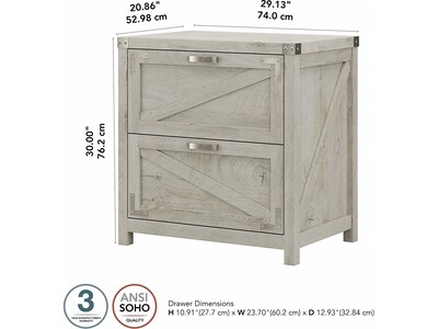 kathy ireland® Home by Bush Furniture 2-Drawer Lateral File Cabinet, Letter/Legal, Cottage White, 29" (CGF129CWH-03)