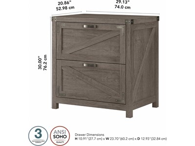 kathy ireland® Home by Bush Furniture 2-Drawer Lateral File Cabinet, Letter/Legal, Restored Gray, 29" (CGF129RTG-03)