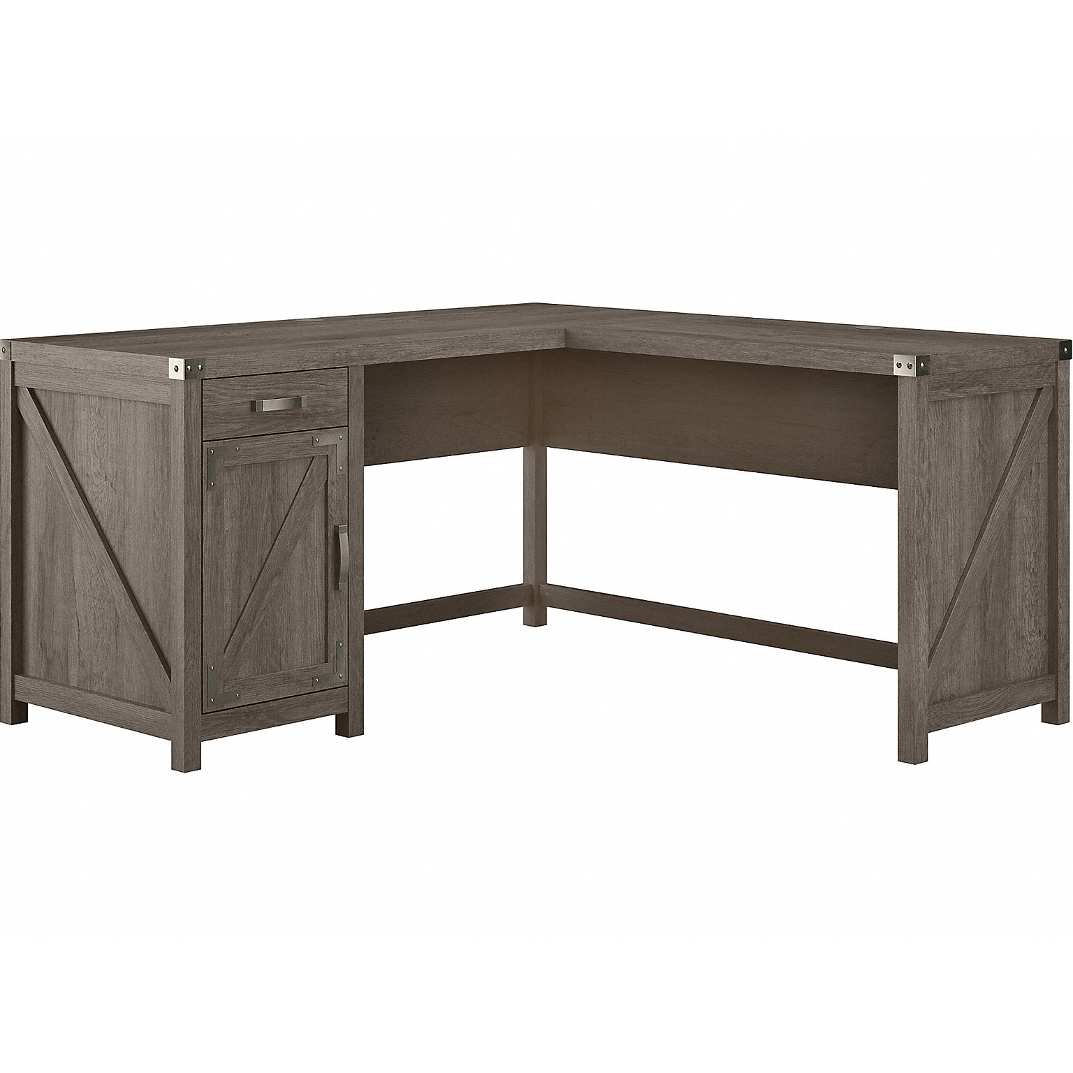 kathy ireland® Home by Bush Furniture Cottage Grove 60 L-Shaped Desk with Drawer, Restored Gray (CGD160RTG-03)