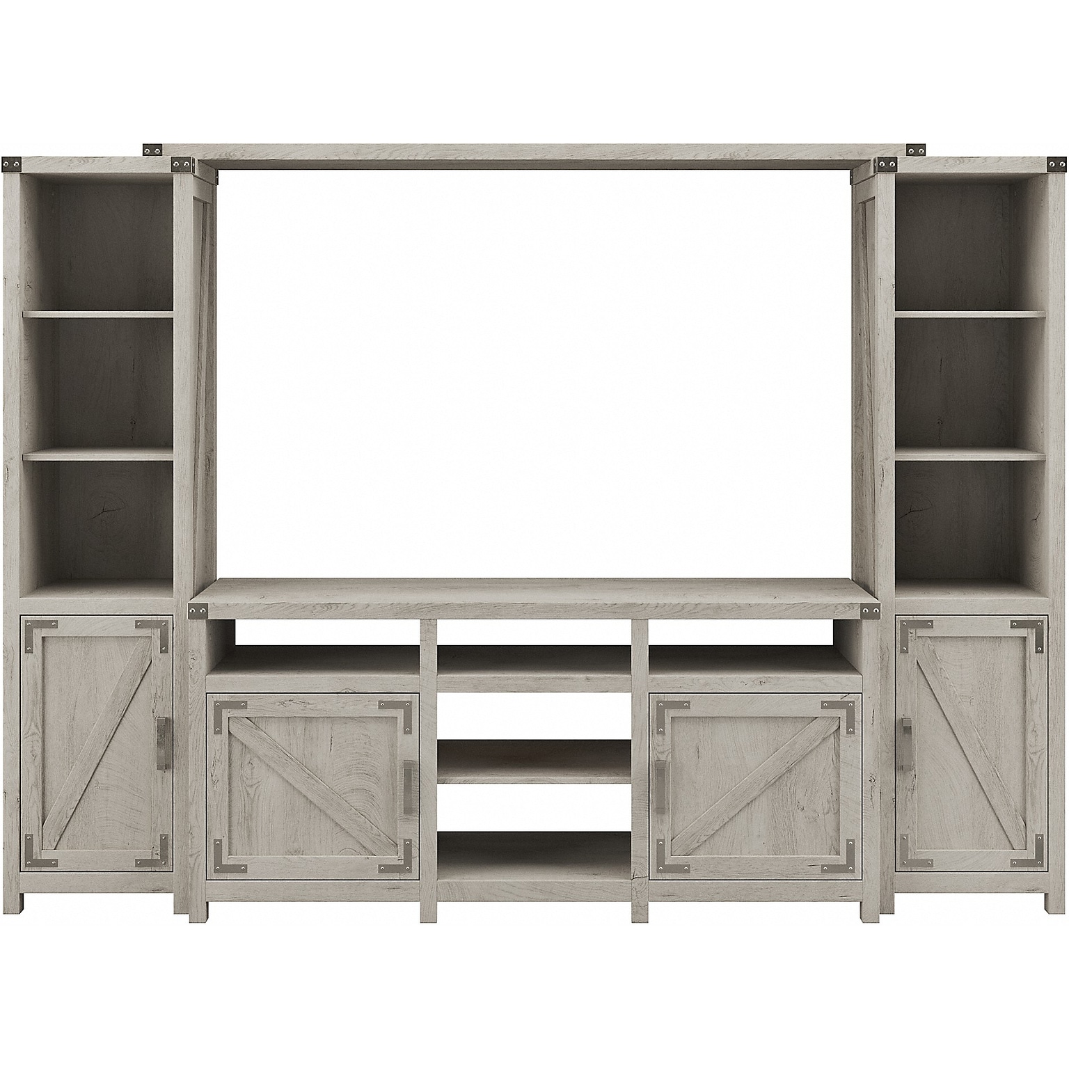 kathy ireland® Home by Bush Furniture Cottage Grove Console TV Stand, Screens up to 70, Cottage White (CGR023CWH)