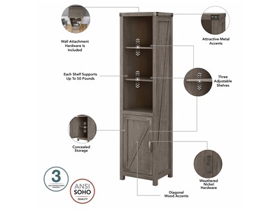 kathy ireland® Home by Bush Furniture Cottage Grove 5-Shelf 72"H Bookcase, Restored Gray (CGB118RTG-03)