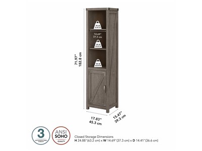 kathy ireland® Home by Bush Furniture Cottage Grove 5-Shelf 72"H Bookcase, Restored Gray (CGB118RTG-03)