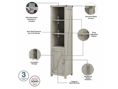 kathy ireland® Home by Bush Furniture Cottage Grove 5-Shelf 72"H Bookcase, Cottage White (CGB118CWH-03)