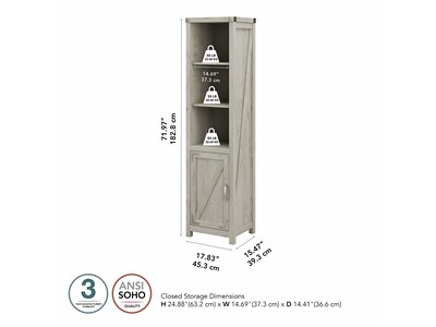 kathy ireland® Home by Bush Furniture Cottage Grove 5-Shelf 72"H Bookcase, Cottage White (CGB118CWH-03)