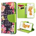 Insten Lets get lost Flip Leather Fabric Cover Case Lanyard w/stand/card holder for Apple iPhone 6 / 6s - Colorful