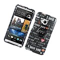 Insten Love You Hard Case For HTC One M7 - Black/White