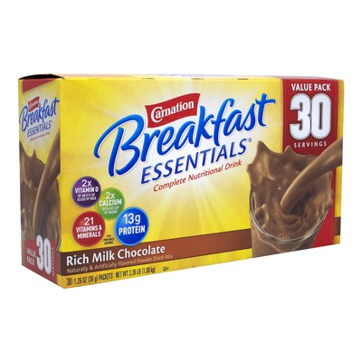 Carnation Breakfast Essentials Chocolate Milk Mix, 30/Box (220-00599) | Quill