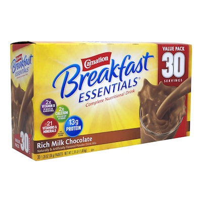 Carnation Breakfast Essentials Chocolate Milk Mix, 30/Box (220-00599) | Quill