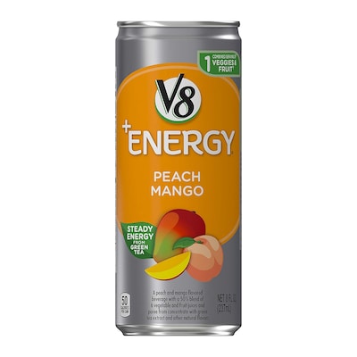 V8 +Energy Peach Mango Energy Drink Juice, 8 oz., 24/Box (307-00068)