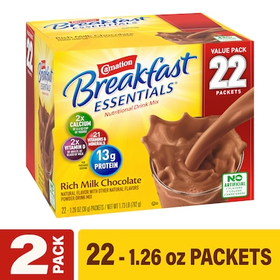 Carnation Breakfast Essentials Rich Chocolate Hot Cocoa, 1.26 oz., 44/Box (307-00189)