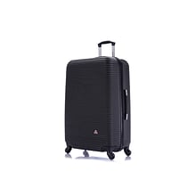 InUSA Royal Large Plastic 4-Wheel Spinner Luggage, Black (IUROY00L-BLK)
