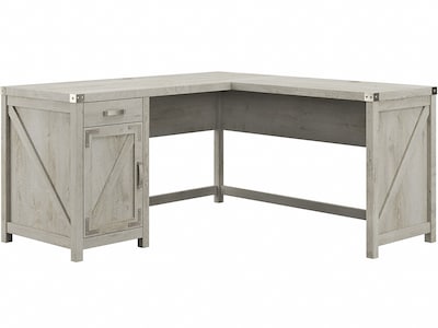 Bush Furniture Knoxville 60W L Shaped Desk with Drawer and Storage Cabinet, Cottage White (CGD160CW