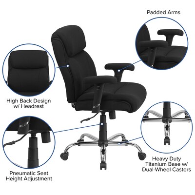 Flash Furniture HERCULES Series Ergonomic Fabric Swivel Big & Tall Task Office Chair, Black (GO2031F)