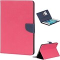 Insten Book-Style Leather Fabric Cover Case w/stand/card slot For Apple iPad Mini 4 - Hot Pink/Blue