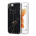iPhone 7 Plus/8 Plus Case by Insten TPU Marble Stone Pattern Texture Visual IMD Case For Apple iPhone 7 Plus/8 Plus, Black/Gold