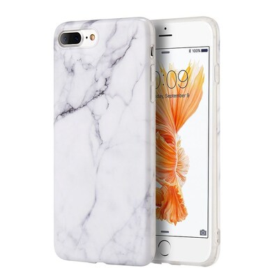 iPhone 7 Plus/ 8 Plus Case, by Insten TPU Marble Stone Pattern Texture Visual IMD Case For Apple iPhone 7 Plus/ 8 Plus, White