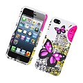 Insten Butterfly Hard Cover Case For Apple iPhone 5S 5 - White/Pink