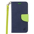 Insten Book-Style Leather Fabric Stand Card Case Lanyard w/Photo Display For Apple iPhone 7/ 8 4.7 inch, Blue/Green