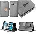 Insten Flip Leather Glitter Cover Case w/stand/Diamond For Alcatel One Touch Evolve 2 - Silver