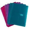 JAM Paper Plastic Binder Pockets, 3 Hole Punched, Assorted Colors, 6/Pack (218VB1ASST)