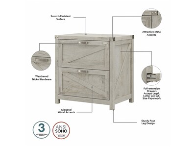 kathy ireland® Home by Bush Furniture Cottage Grove 60" L-Shaped Desk with Storage, Cottage White (CGR005CWH)