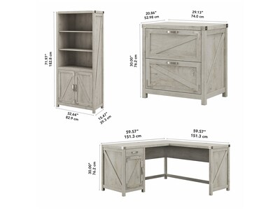 kathy ireland® Home by Bush Furniture Cottage Grove 60" L-Shaped Desk with Storage, Cottage White (CGR005CWH)