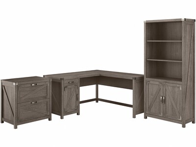 kathy ireland® Home by Bush Furniture Cottage Grove 60 L-Shaped Desk with Storage, Restored Gray (C