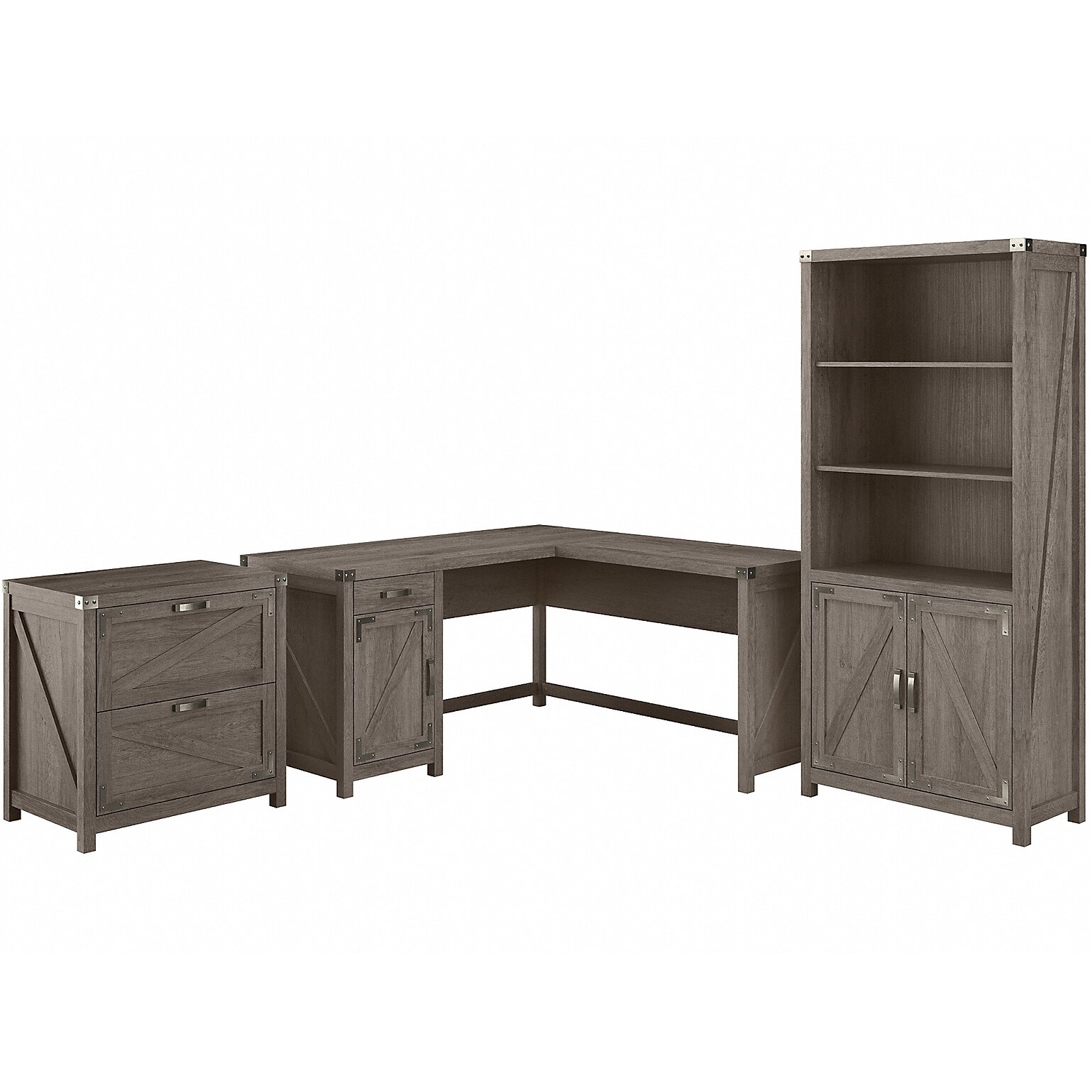 kathy ireland® Home by Bush Furniture Cottage Grove 60 L-Shaped Desk with Storage, Restored Gray (CGR005RTG)
