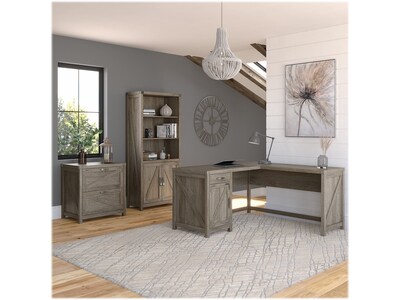 kathy ireland® Home by Bush Furniture Cottage Grove 60 L-Shaped Desk with Storage, Restored Gray (C