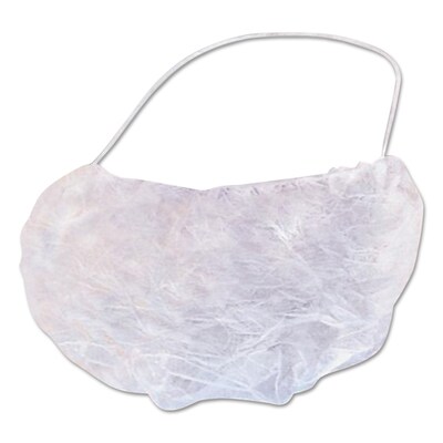 Boardwalk Polypropylene Disposable Beard Covers, White, 100/Pack, 10 Packs/Carton (BWKBC924)