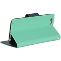 Insten Flip Leather Fabric Case Lanyard w/stand/card holder For Apple iPhone 6 / 6s - Teal/Navy Blue