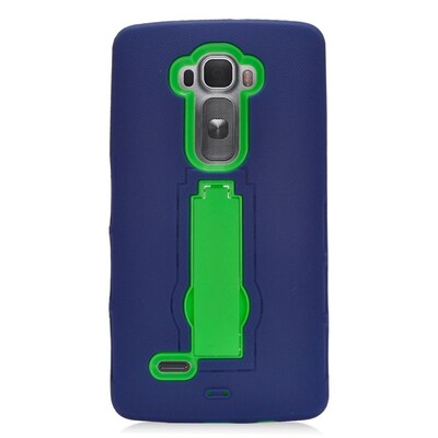 Insten Symbiosis Rubber Hybrid Hard Cover Case w/stand For LG G Flex 2 - Blue/Green