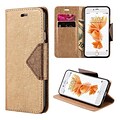 Insten Book-Style Leather Fabric Cover Case w/stand/card holder For Apple iPhone 6 / 6s - Gold