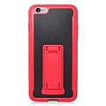 Insten Hard Dual Layer Plastic Silicone Case w/stand for iPhone 6s Plus / 6 Plus - Black/Red
