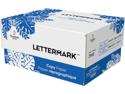 Lettermark 8.5 x 11 Copy Paper, 20 lbs., 92 Brightness, 1250 Sheets/Carton (3968)